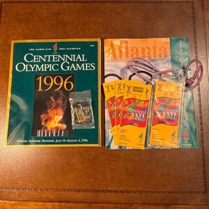 Atlanta 1996 Centennial Olympic Games Bundle Program, Guide, Tickets, and Pin